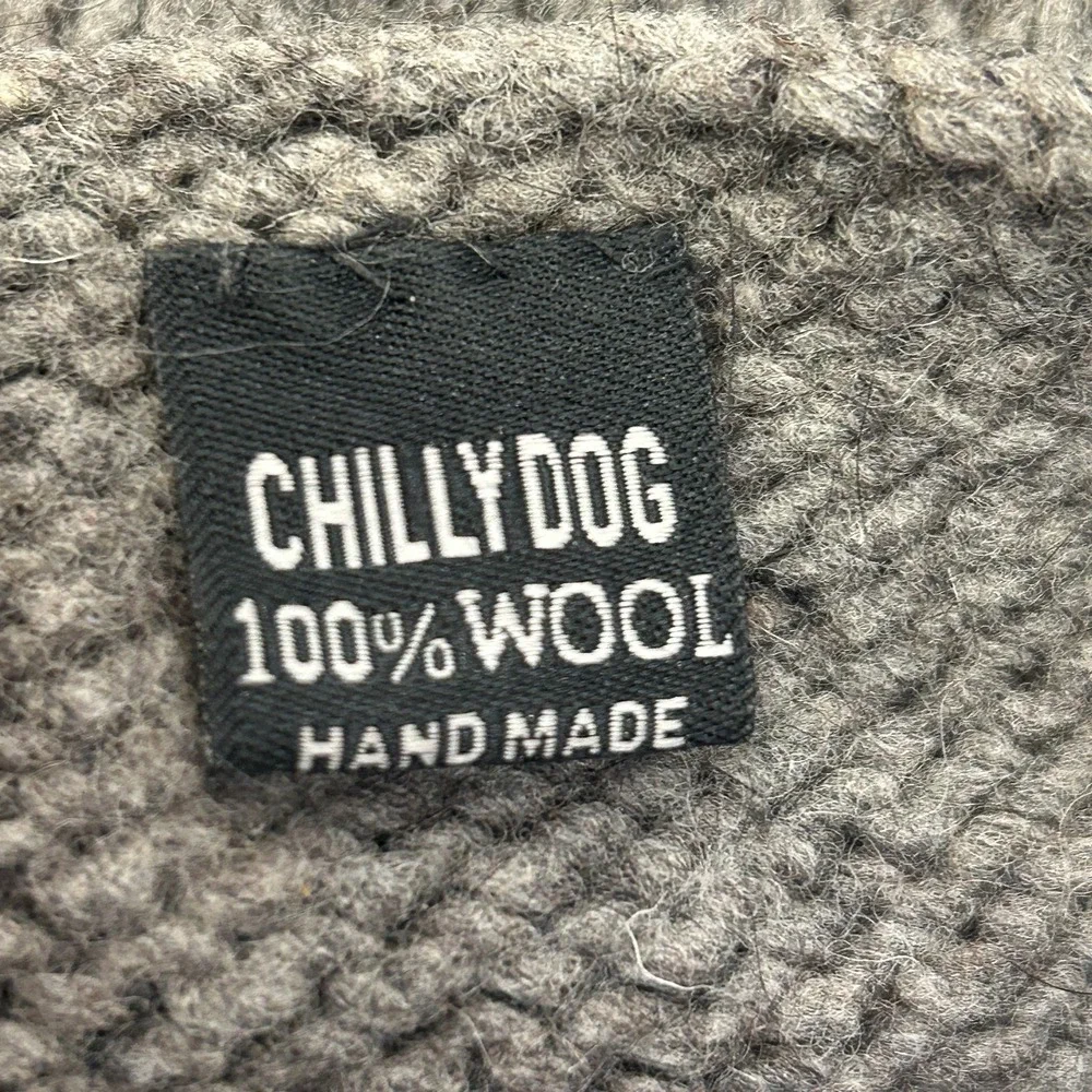 Chillydog Small/Medium Dog Sweater Handmade‎ 100% Wool Gray Daisies Flowers